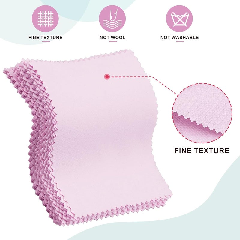 wegoup 50 Pack Jewelry Polishing Cloth, 3.15" x 3.15" Pink Cleaning Cloths, Small Silver Cleaning & Polishing Cloth for Jewelry, Individually Wrapped. - Image 5